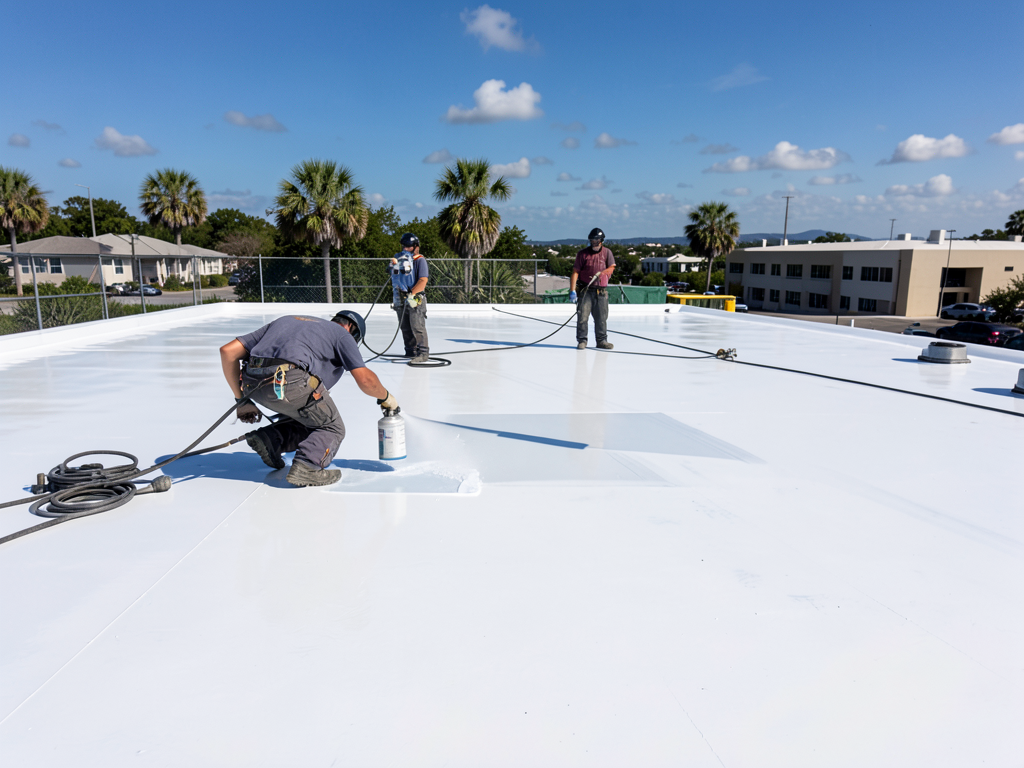 Commercial roof coating and sealing to save on ene