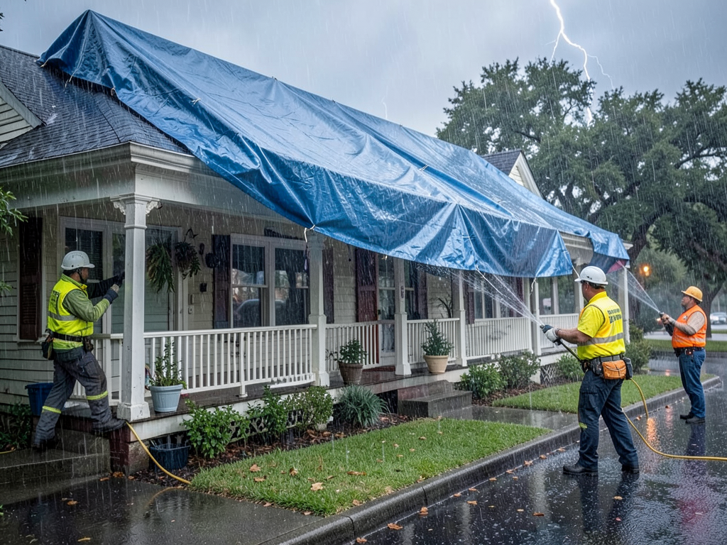 Emergency roof tarping and leak repair services in