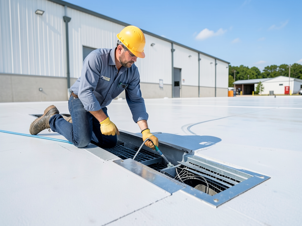 Solving drainage problems on flat roof commercial